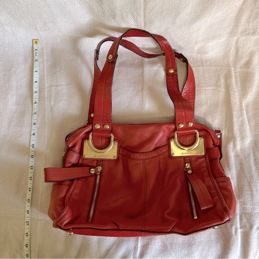 B. Makowsky Red Leather Slouchy Bag